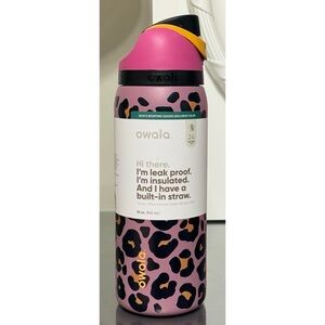 OWALA FreeSip 32oz Stainless Steel Water Bottle, JUNGLE STROLL LEOPARD